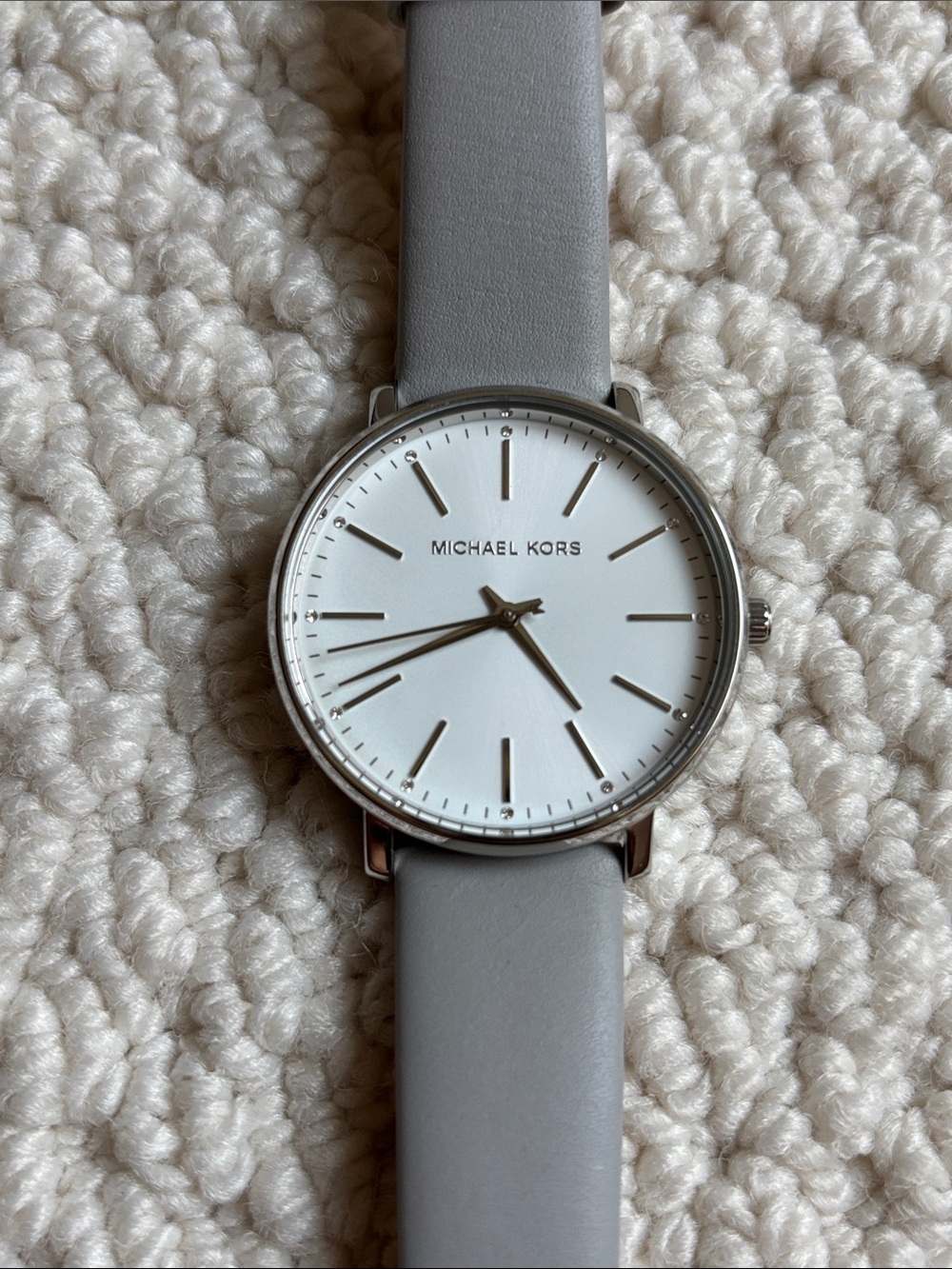 Michael Kors Grey Leather Strap Watch